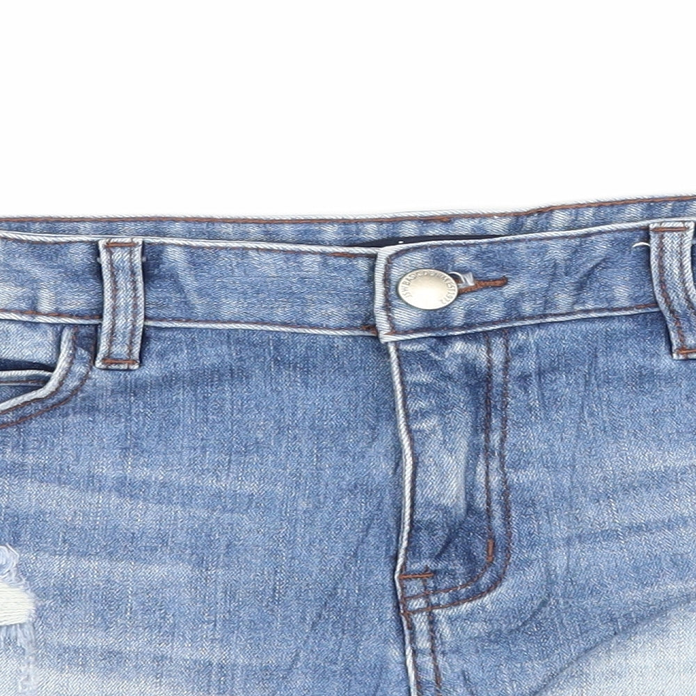 Jeanswest Womens Blue Floral Denim Hot Pants Shorts Size 28