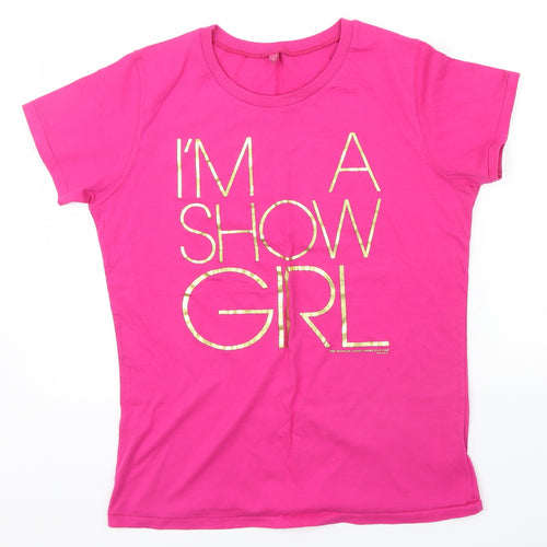 Continental Womens Pink Colourblock  Basic T-Shirt Size L  - im a show girl