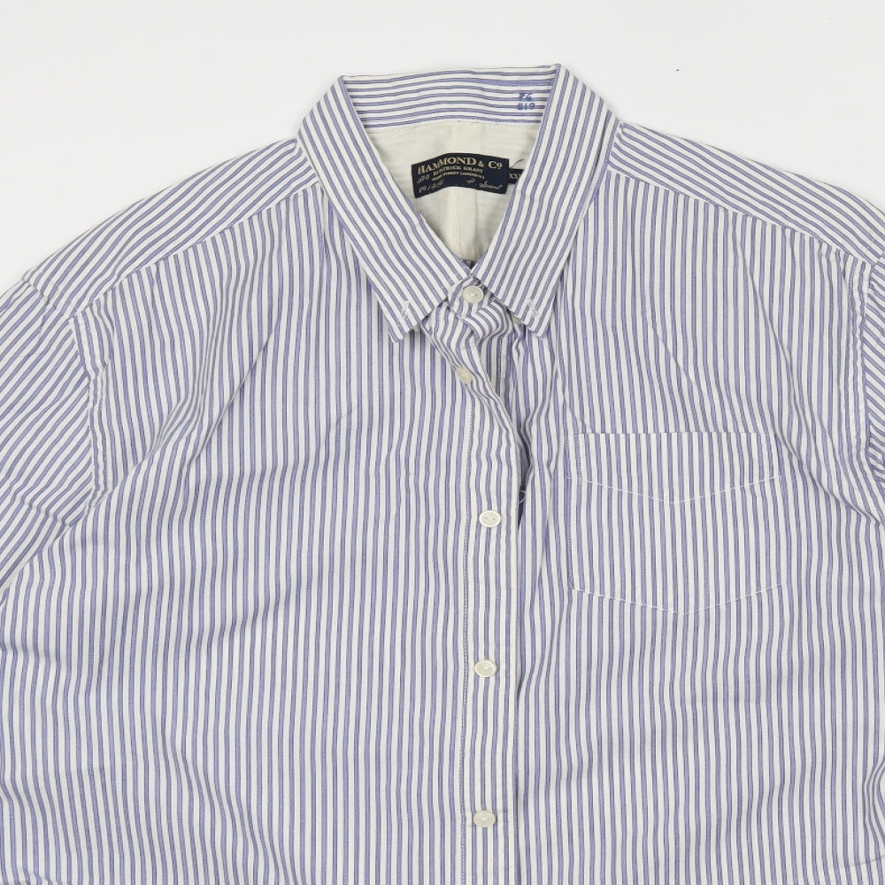 Hammond & CO Mens Blue Striped   Dress Shirt Size 2XL