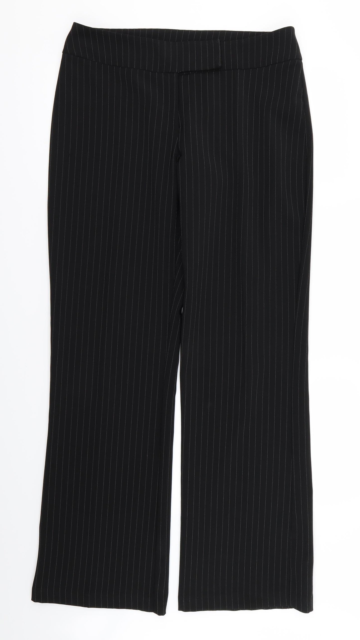 Ozone Womens Black Striped  Trousers  Size 14 L30.5 in