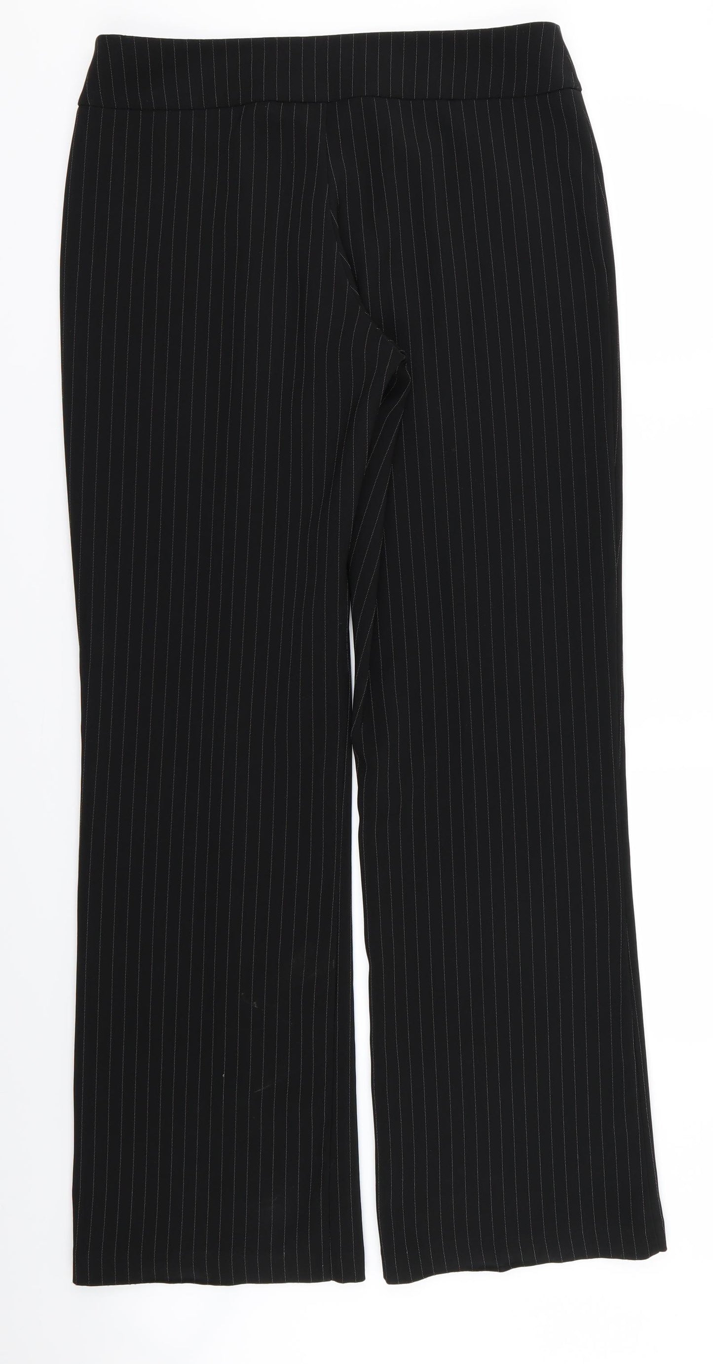 Ozone Womens Black Striped  Trousers  Size 14 L30.5 in