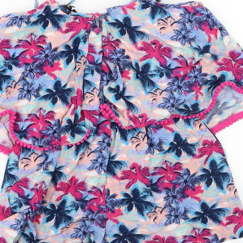 Candy Couture  Girls Blue Floral  Jumpsuit One-Piece Size 13 Years