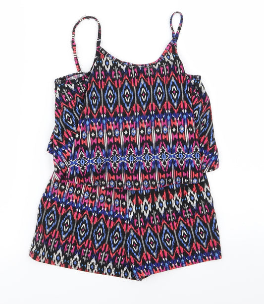 YD Girls Multicoloured Geometric  Playsuit One-Piece Size 7-8 Years