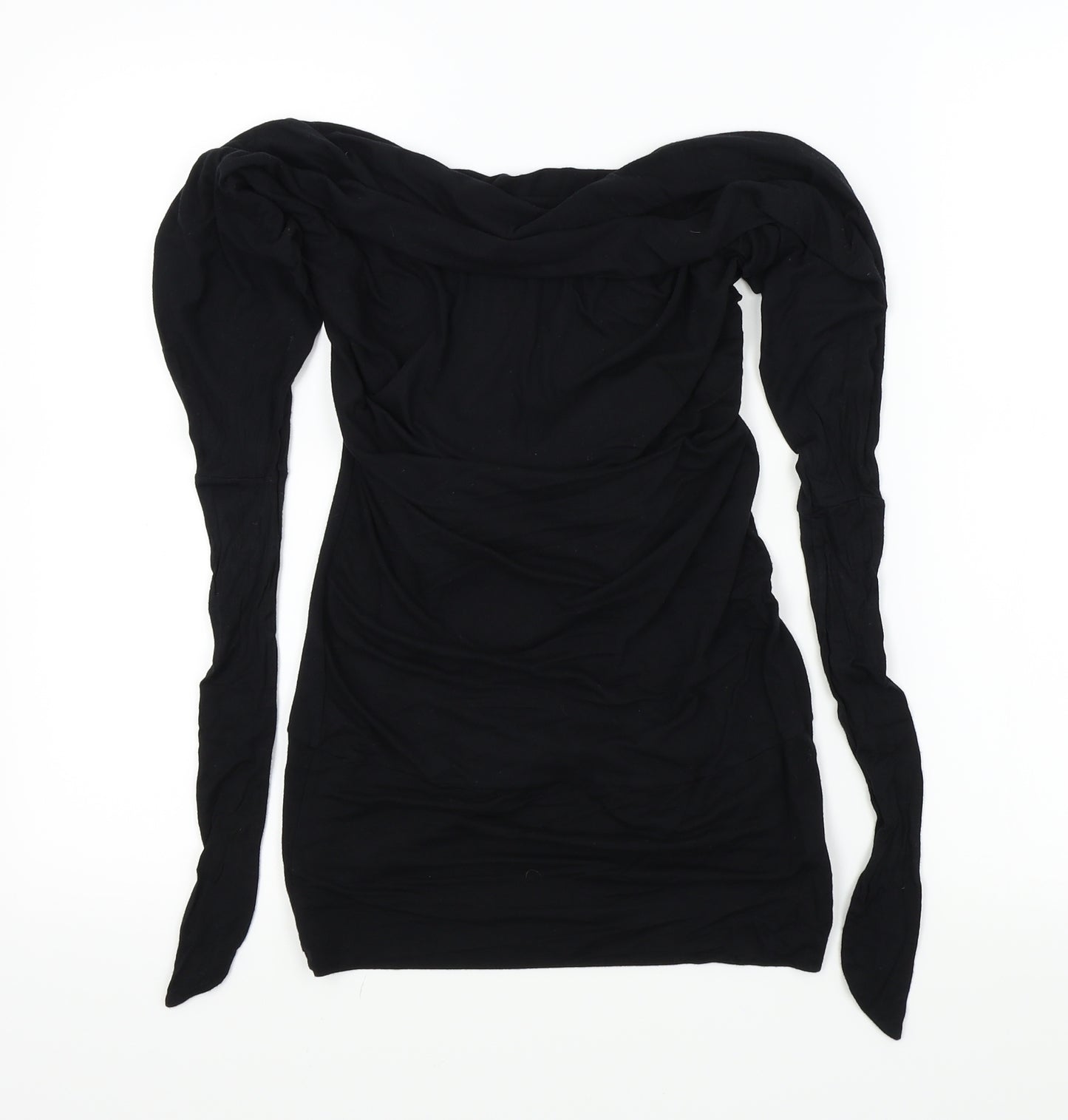 Evita Womens Black   Basic T-Shirt Size S  - bow on scoop back