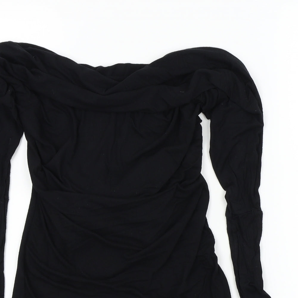 Evita Womens Black   Basic T-Shirt Size S  - bow on scoop back