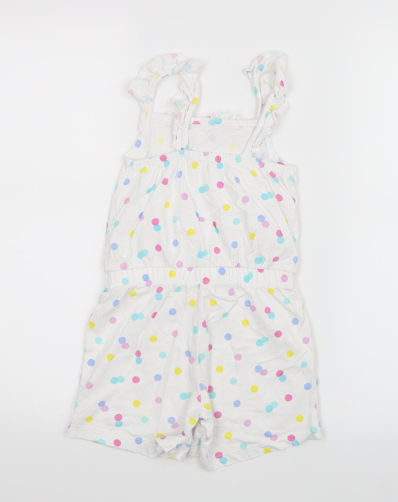 George Girls White Polka Dot  Playsuit One-Piece Size 5-6 Years