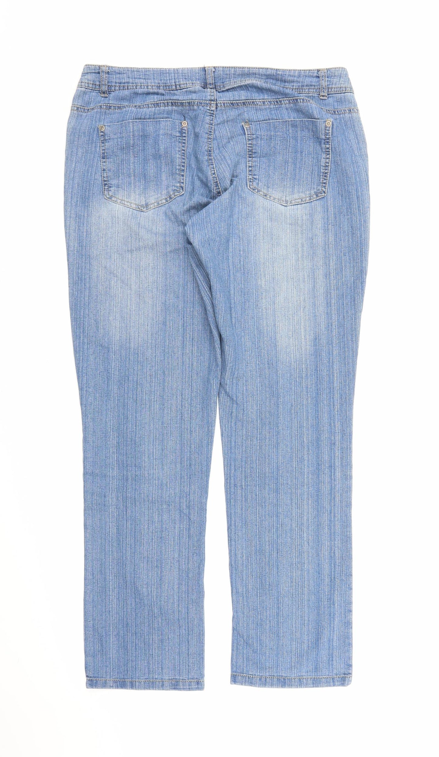 Denim 24/7 Womens Blue  Denim Straight Jeans Size 14 L28 in