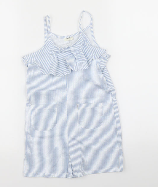 F&F Girls Blue Striped  Playsuit One-Piece Size 5-6 Years