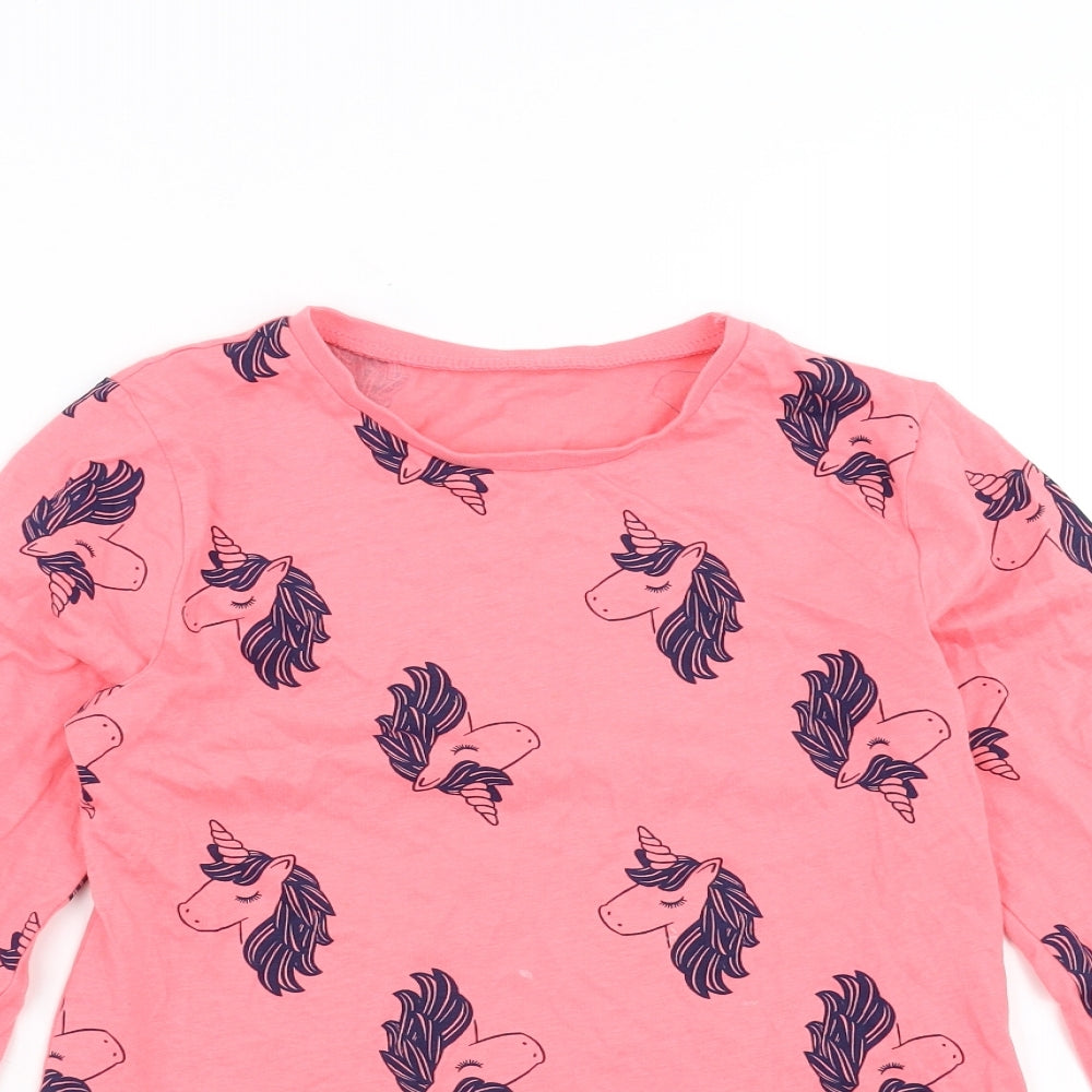 George Girls Pink Solid  Top Pyjama Top Size 10-11 Years  - unicorn