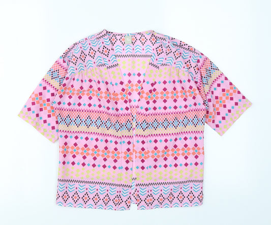 TU Girls Pink Geometric  Kimono Jacket Size 8 Years