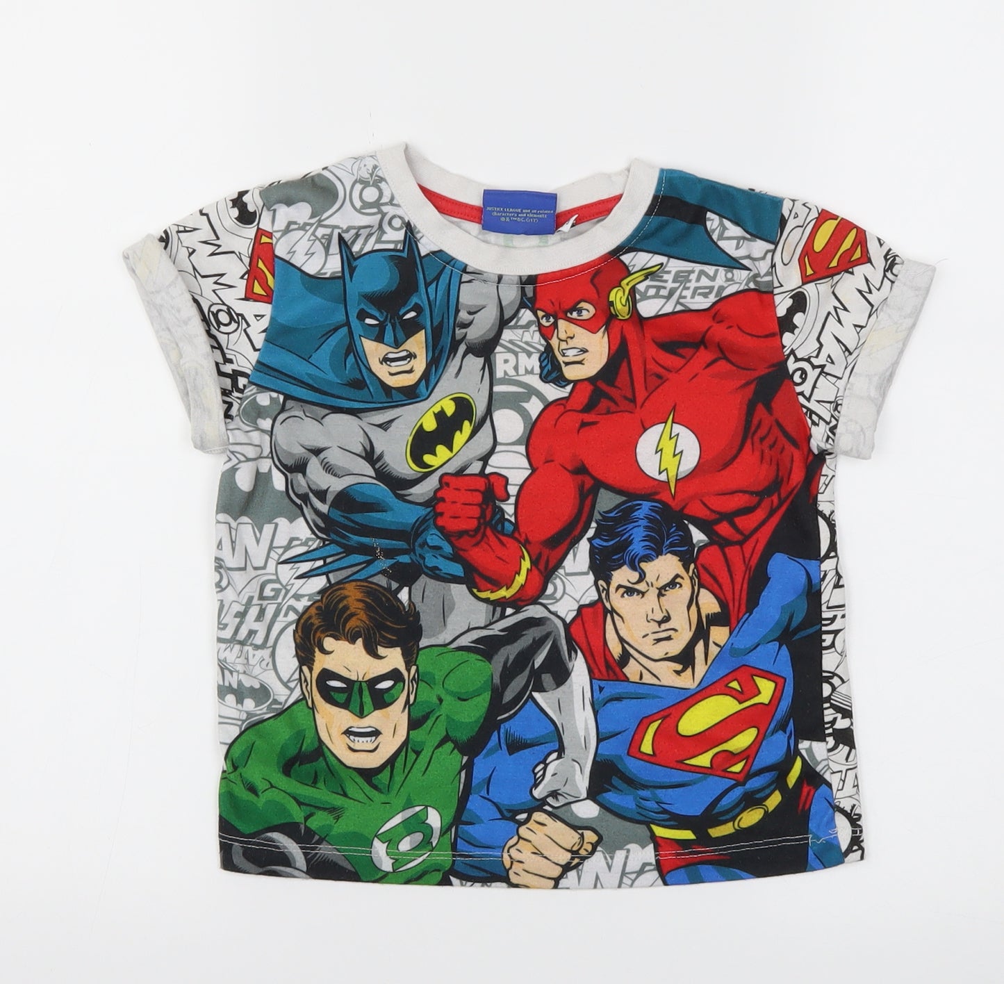Justice League Boys Multicoloured Animal Print  Basic T-Shirt Size 5-6 Years