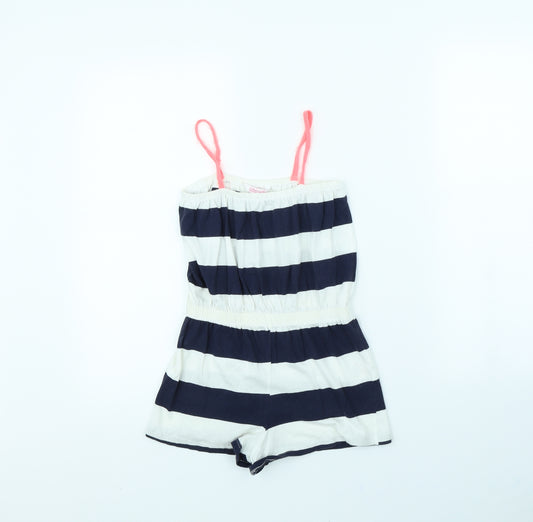 Miss Evie  Girls White Striped  Playsuit One-Piece Size 7 Years