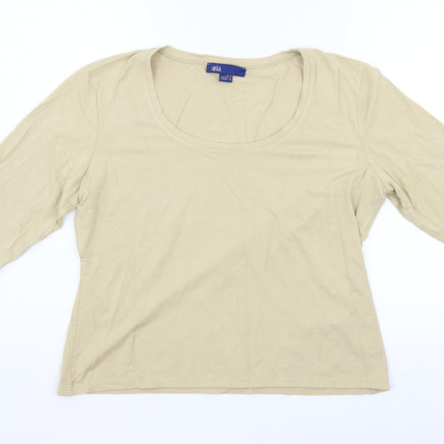 Aria Womens Beige   Basic T-Shirt Size 16