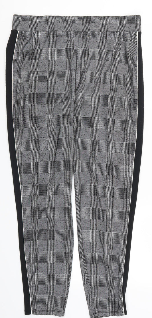 Primark Womens Grey Houndstooth  Carrot Leggings Size 14 L27 in