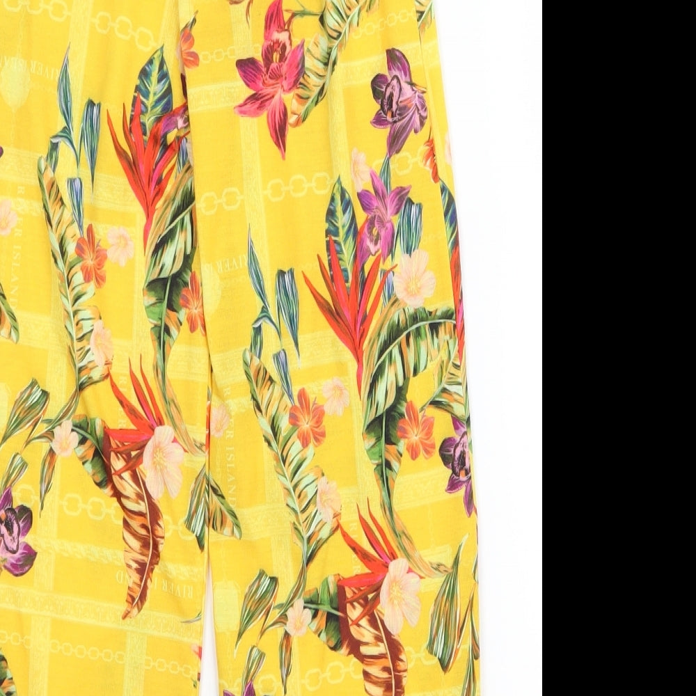 Primark Girls Yellow Floral  Top Pyjama Pants Size 8 Years