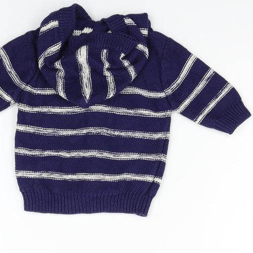 NEXT Boys Blue Striped  Cardigan Jumper Size 0-3 Months