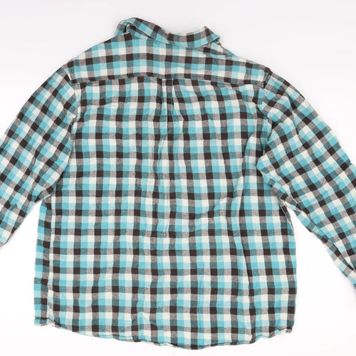 George Mens Blue Check   Button-Up Size XL