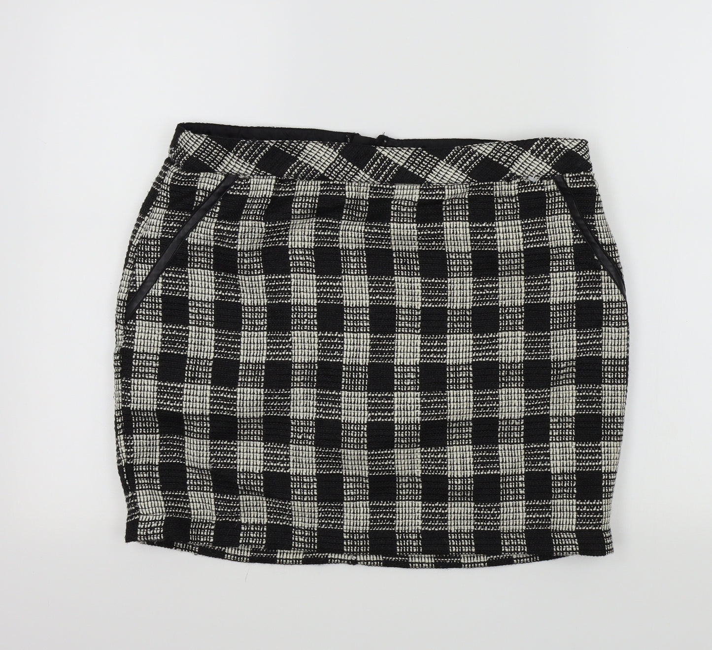 Gina Womens Black Check  A-Line Skirt Size 24 in
