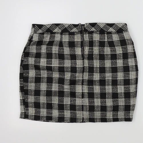 Gina Womens Black Check  A-Line Skirt Size 24 in