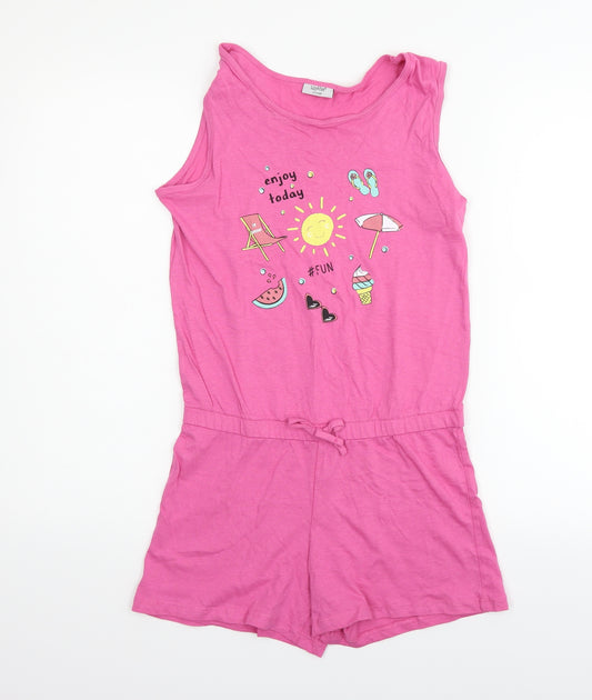 Lilly & Dan Girls Pink   Playsuit One-Piece Size 10-11 Years
