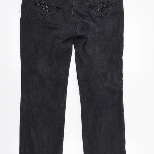 ZERRES Womens Black  Denim Straight Jeans Size 14 L26 in