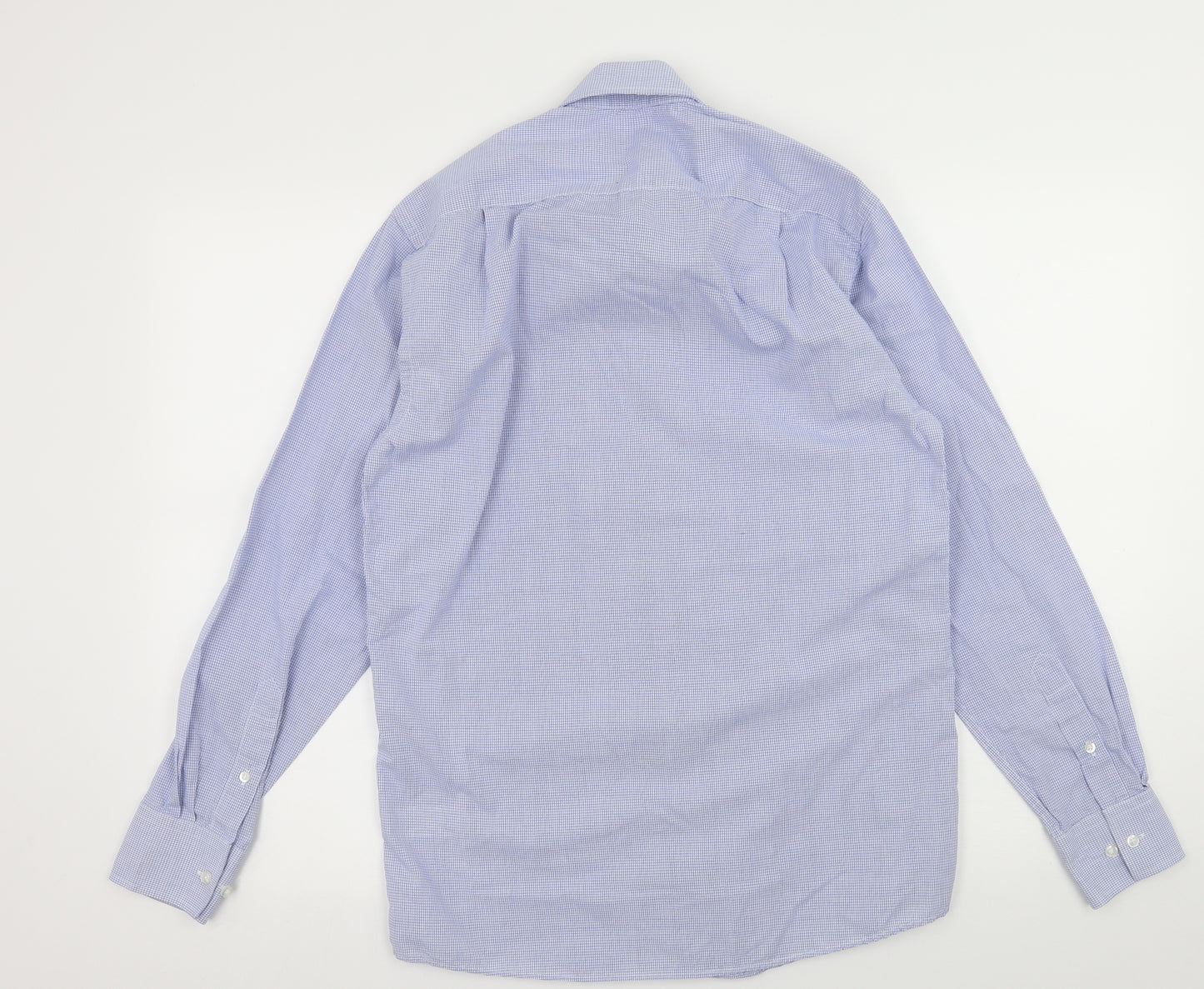 Thomas Nash Mens Blue Check   Dress Shirt Size 14.5