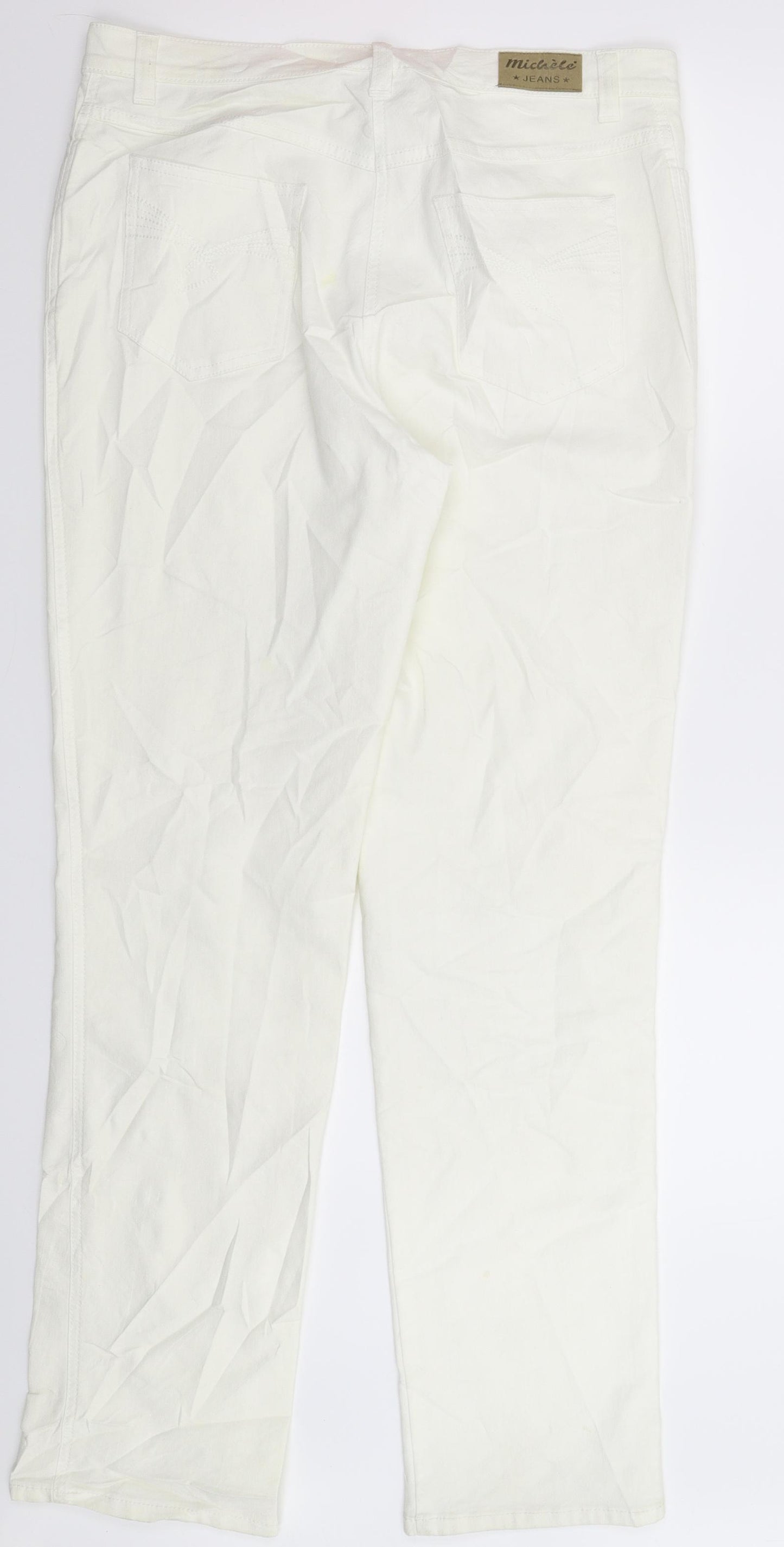 MICHELE Womens White  Denim Straight Jeans Size 14 L33 in