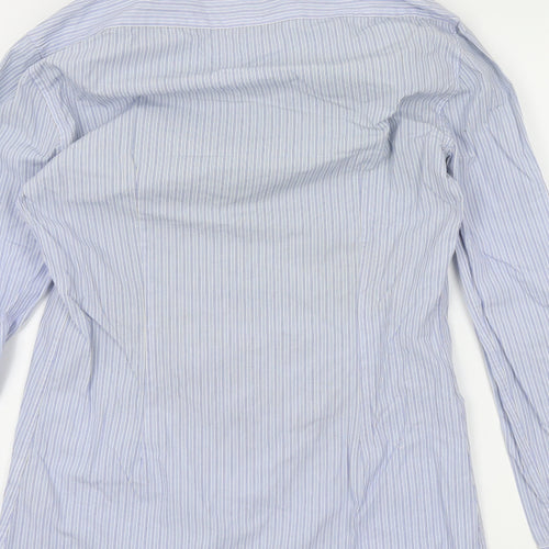 M&S Mens Blue Striped   Dress Shirt Size 14.5