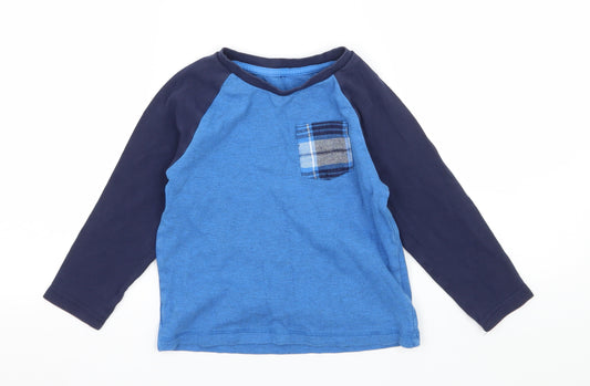 George Boys Blue Solid Jersey  Pyjama Top Size 6-7 Years