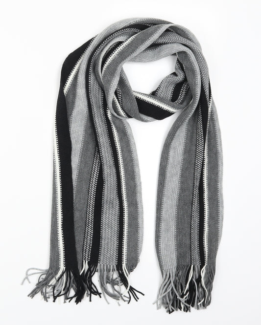 George Mens Grey Striped  Rectangle Scarf Scarf One Size