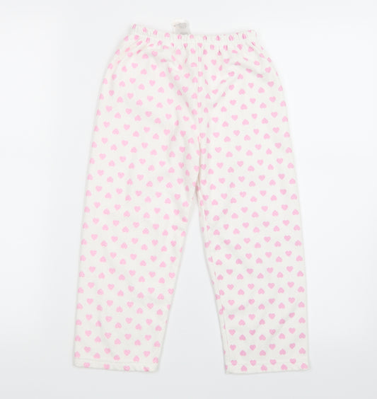 Primark Girls White Geometric  Capri Pyjama Pants Size 4-5 Years  - Heart Print