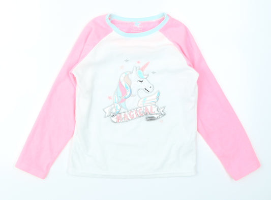 Primark Girls Pink Colourblock  Top Pyjama Top Size 7-8 Years  - Unicorn
