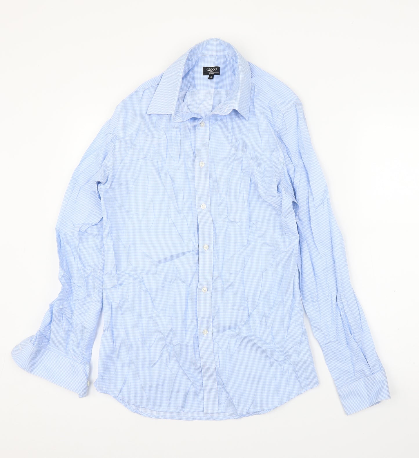 G2000 Mens Blue Check   Button-Up Size 15