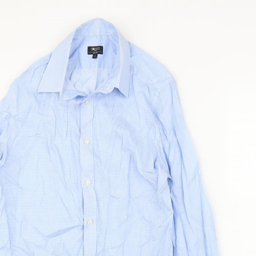 G2000 Mens Blue Check   Button-Up Size 15