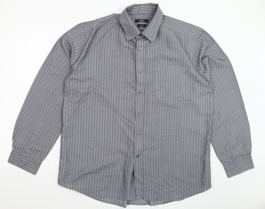 M&Co Mens Grey Striped   Dress Shirt Size XL