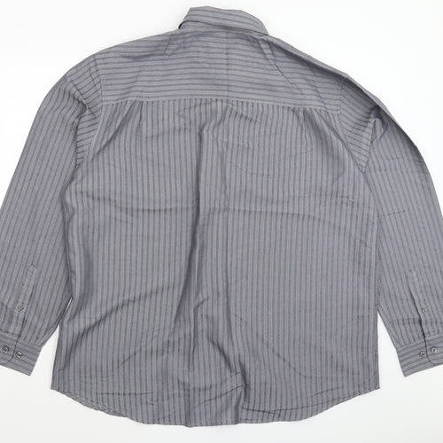 M&Co Mens Grey Striped   Dress Shirt Size XL