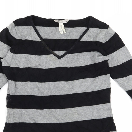 Preworn Womens Grey Striped Rayon A-Line  Size 10