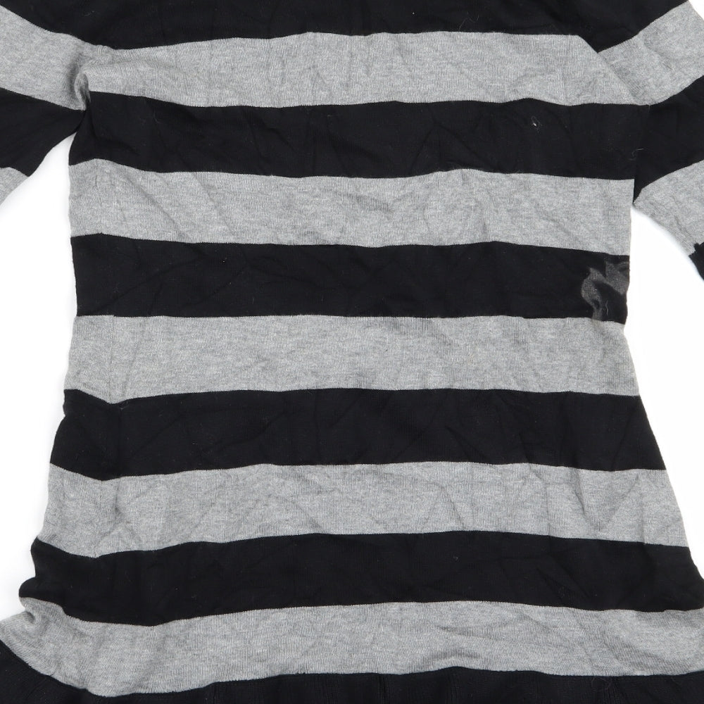 Preworn Womens Grey Striped Rayon A-Line  Size 10