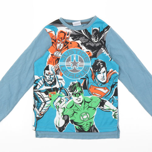 Justice League Boys Blue   Basic T-Shirt Size 8-9 Years  - superhero