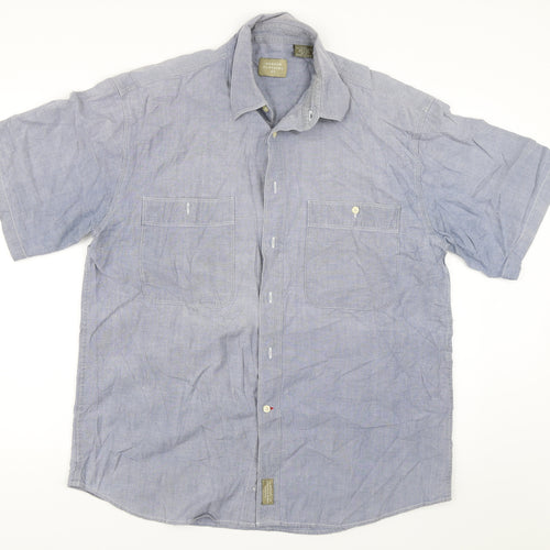 Haggar Mens Blue    Button-Up Size L