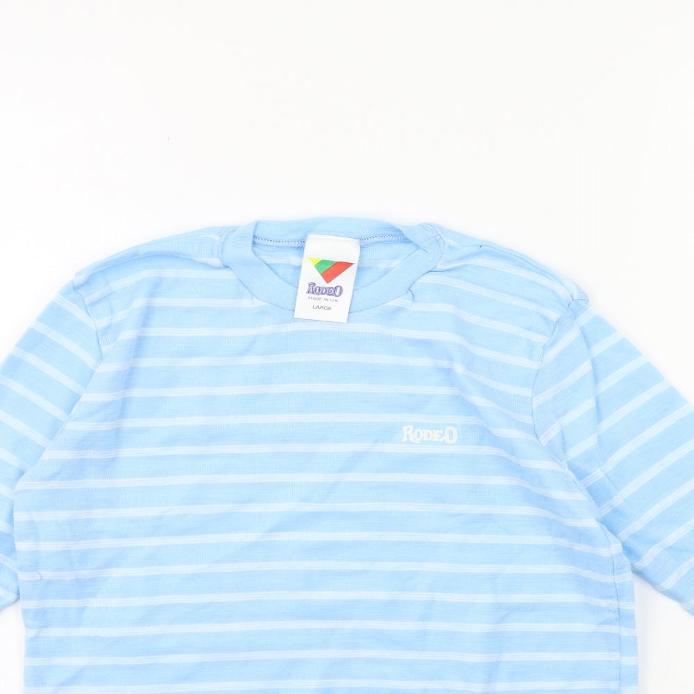 Rodeo Boys Blue Striped  Basic T-Shirt Size 8 Years