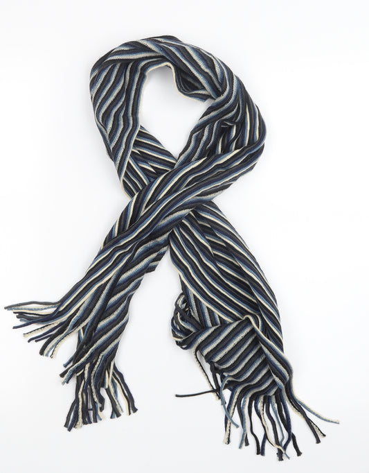TU Mens Blue Striped Knit Scarf  One Size