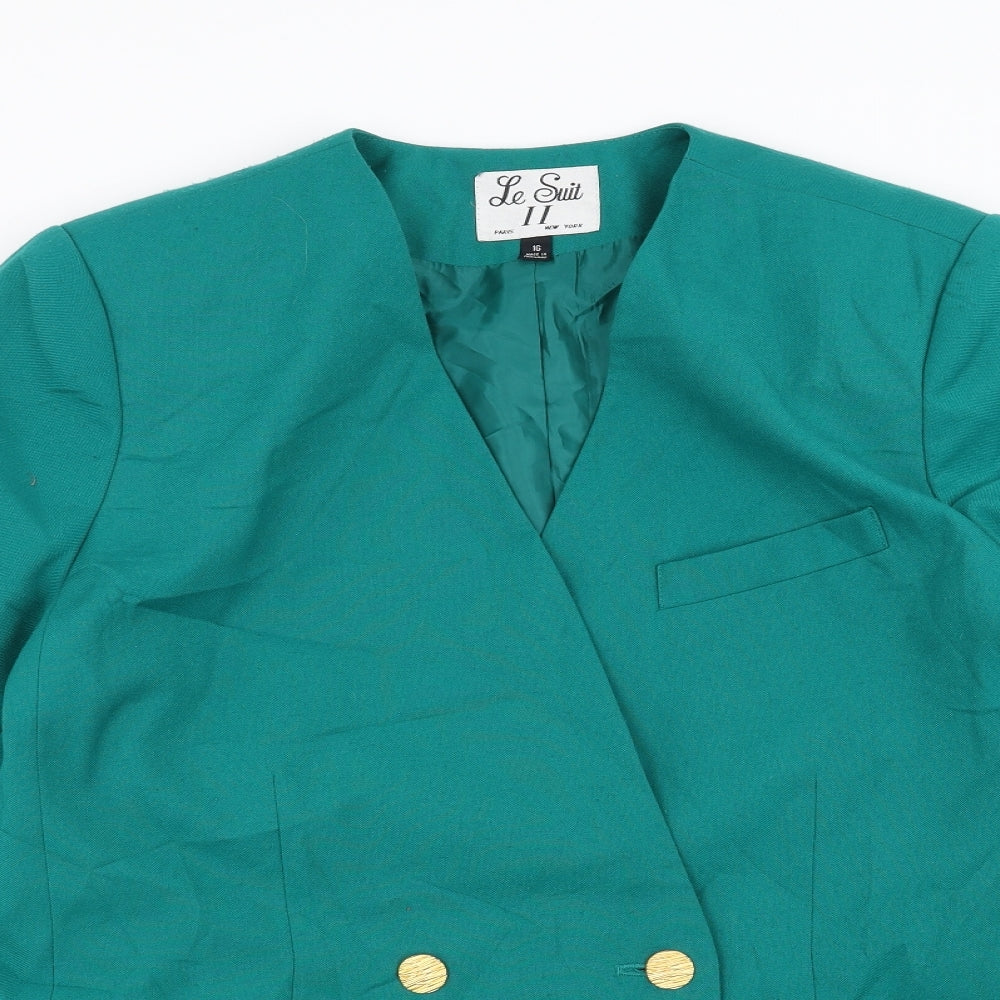 Le Suit Womens Green   Jacket Suit Jacket Size 16