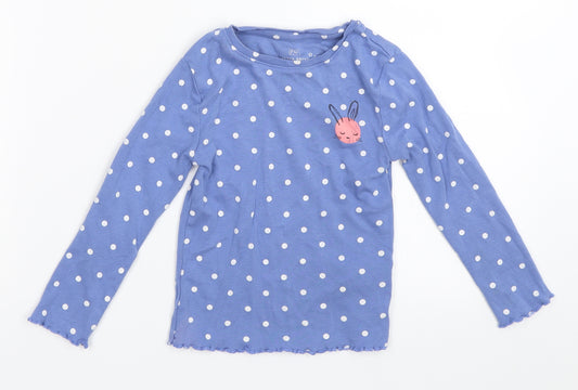 F&F Girls Blue Polka Dot  Top Pyjama Top Size 3-4 Years
