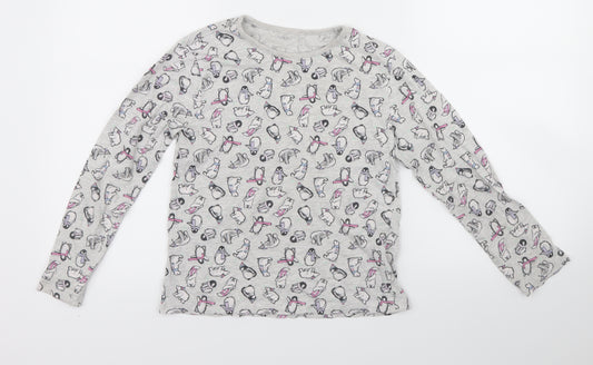 Primark Girls Grey Solid  Top Pyjama Top Size 9-10 Years  - Christmas