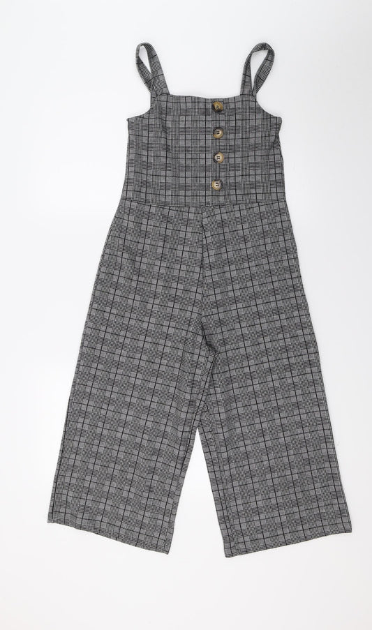 New Look Girls Grey Check  Trousers One-Piece Size 10 Years