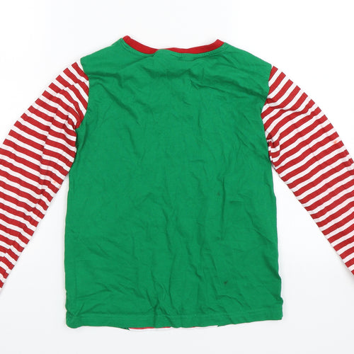 Made By Elves Boys Green Striped  Basic T-Shirt Size 11-12 Years  - Elf Squad