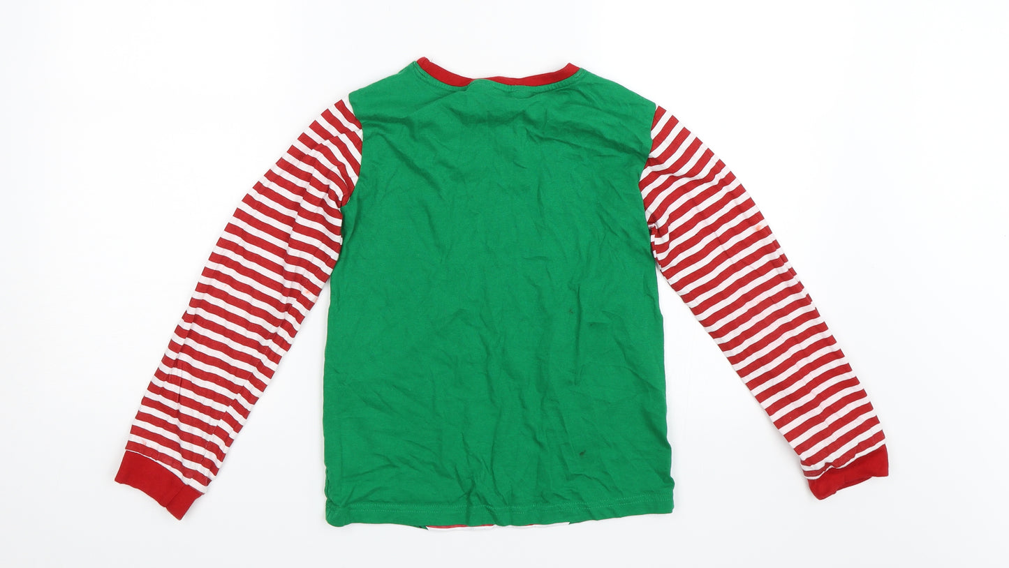 Made By Elves Boys Green Striped  Basic T-Shirt Size 11-12 Years  - Elf Squad