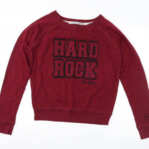 Hard Rock Cafe Womens Red   Pullover Sweatshirt Size M