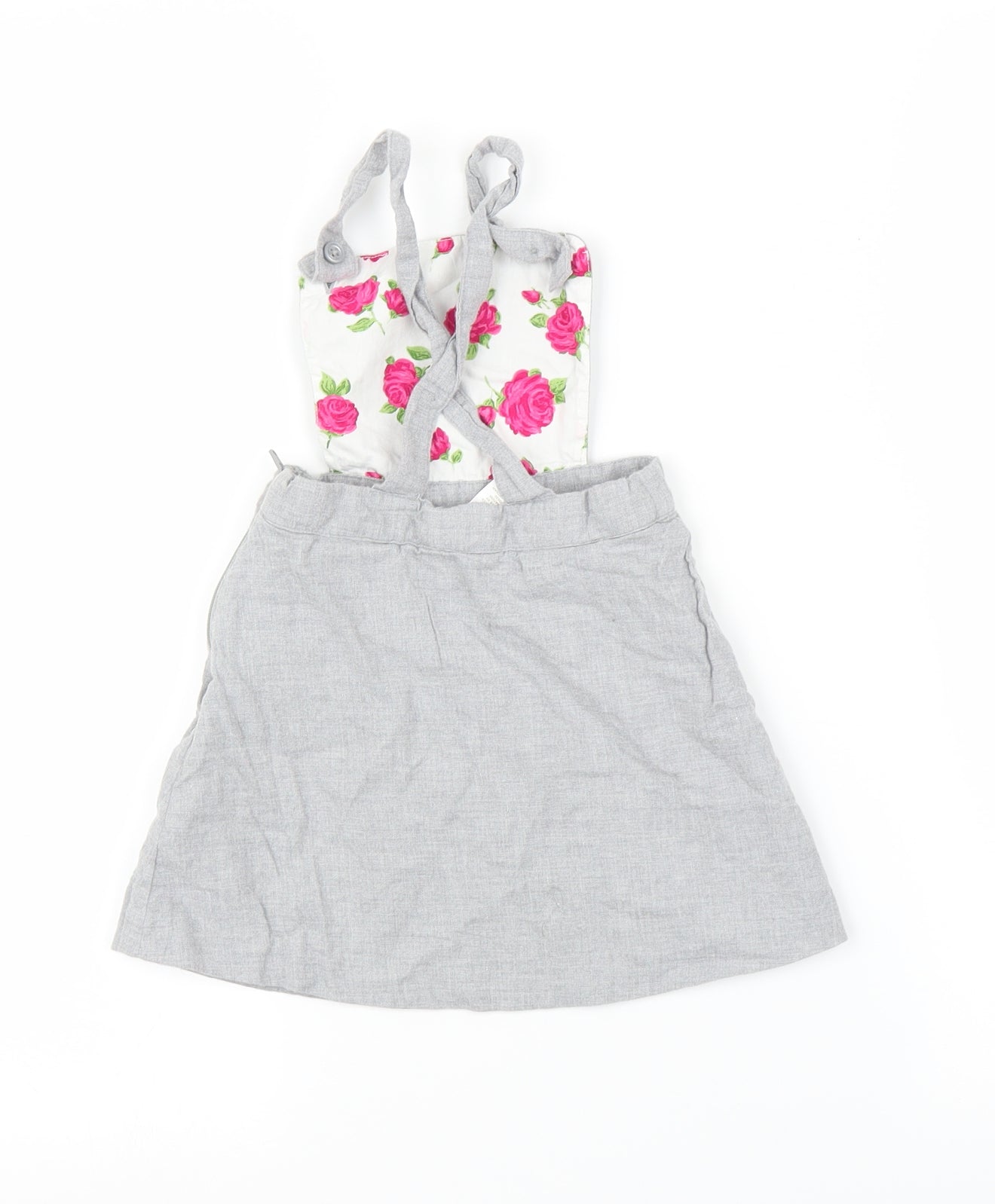Janie and Jack Girls Grey   Pinafore/Dungaree Dress  Size 18-24 Months